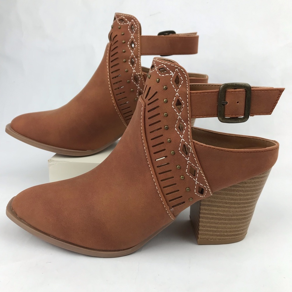 Qupid Slingback Mule Heels Laser Cut